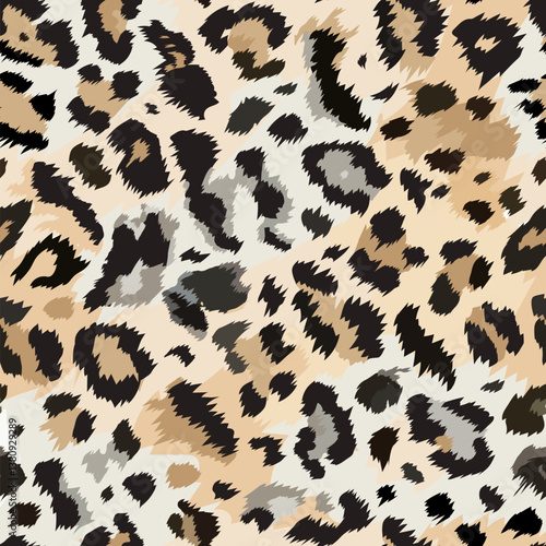 Vector trendy leopard hand drawn seamless pattern. Detailed fashionable wild animal skin, natural cheetah texture for fashion print design, fabric, textile, cover, wrapping, background, wallpaper.