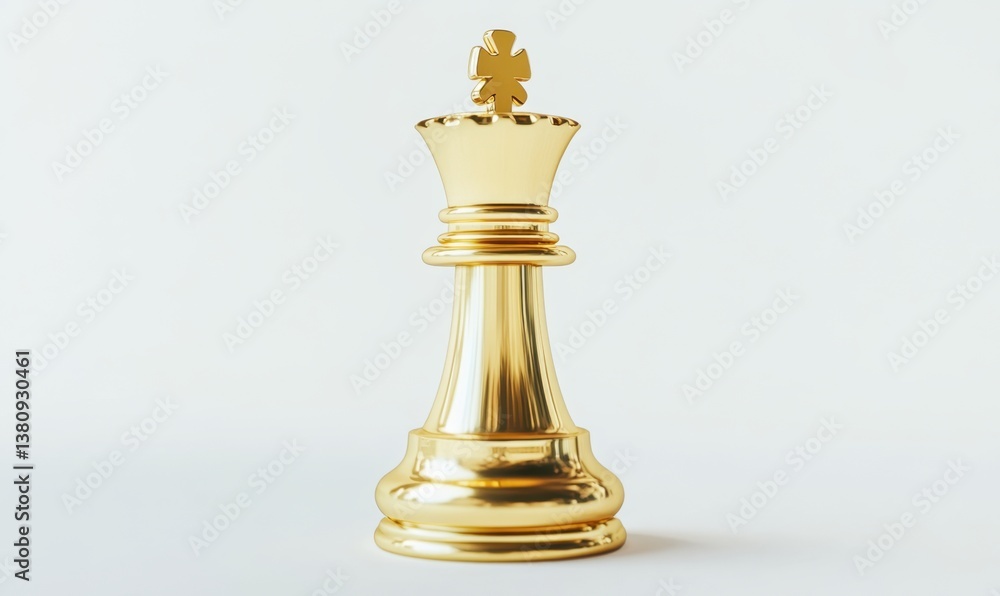 Gold chess king piece on white background for business strategy concept Gold chess king piece on white background for business strategy concept