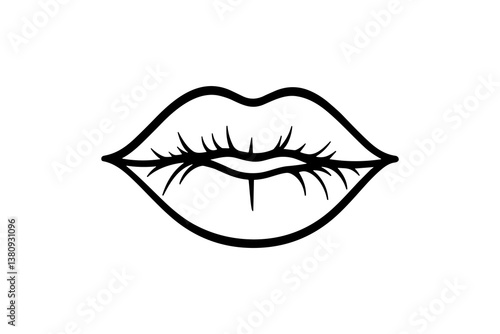 Black and White Lip Icon Vector Illustration. Simple black and white lip icon illustration designed for versatile use in graphic projects, branding, and visual communication needs. Ideal for modern