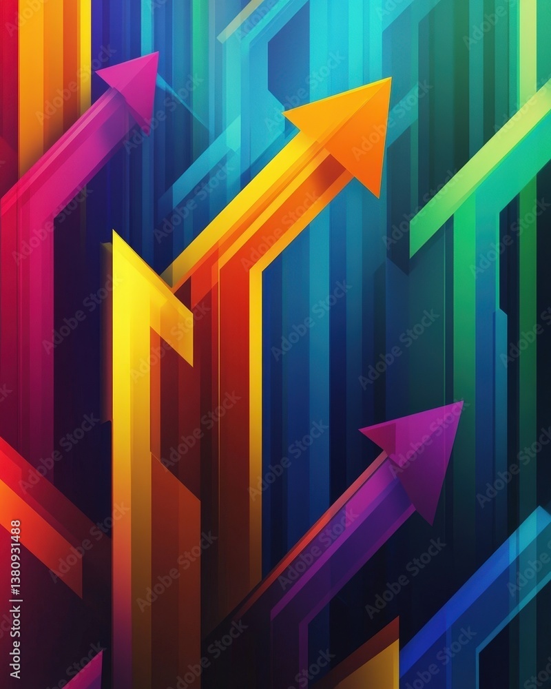 Rising arrow symbols representing economic growth, vibrant colors Rising arrow symbols representing economic growth, vibrant colors
