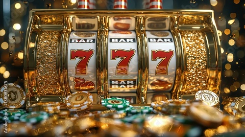777 Jackpot: Golden Slot Machine and Casino Chips