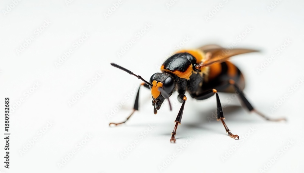 Fototapeta premium Close-up of single insect on white background, realistic, background, small
