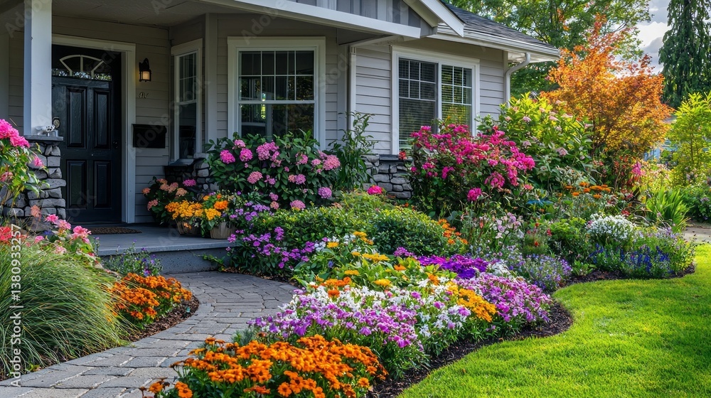A house with a large garden in front of it A house with a large garden in front of it