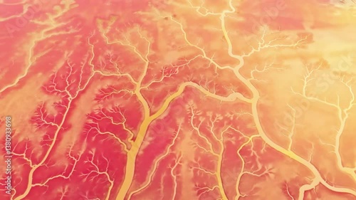 4k Video Aerial View of Panjin Red Beach  Chinas Most Beautiful Red Beach