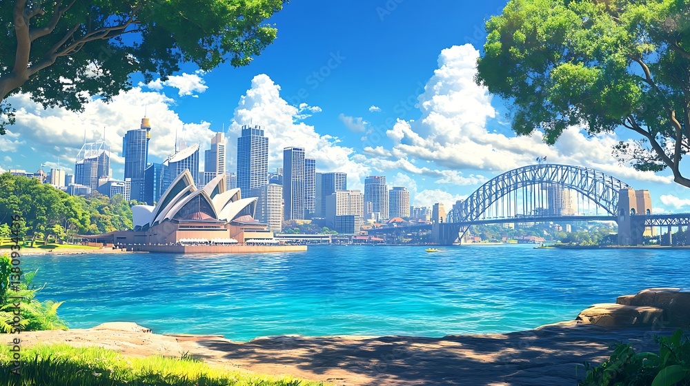 Naklejka premium Modern architecture harbor city view pictures