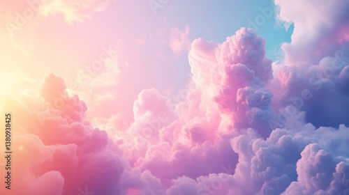 Obraz na płótnie Ethereal pastel cloudscape with radiant hues capturing imagination and serenity w salonie