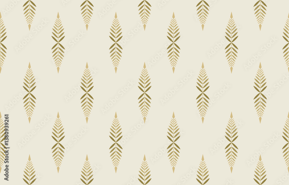 Ethnic tribal gold leaf plant background. Seamless tribal pattern, folk embroidery, tradition geometric ornament. Traditional design for fabric, textile, print, rug, paper Ethnic tribal gold leaf plant background. Seamless tribal pattern, folk embroidery, tradition geometric ornament. Traditional design for fabric, textile, print, rug, paper