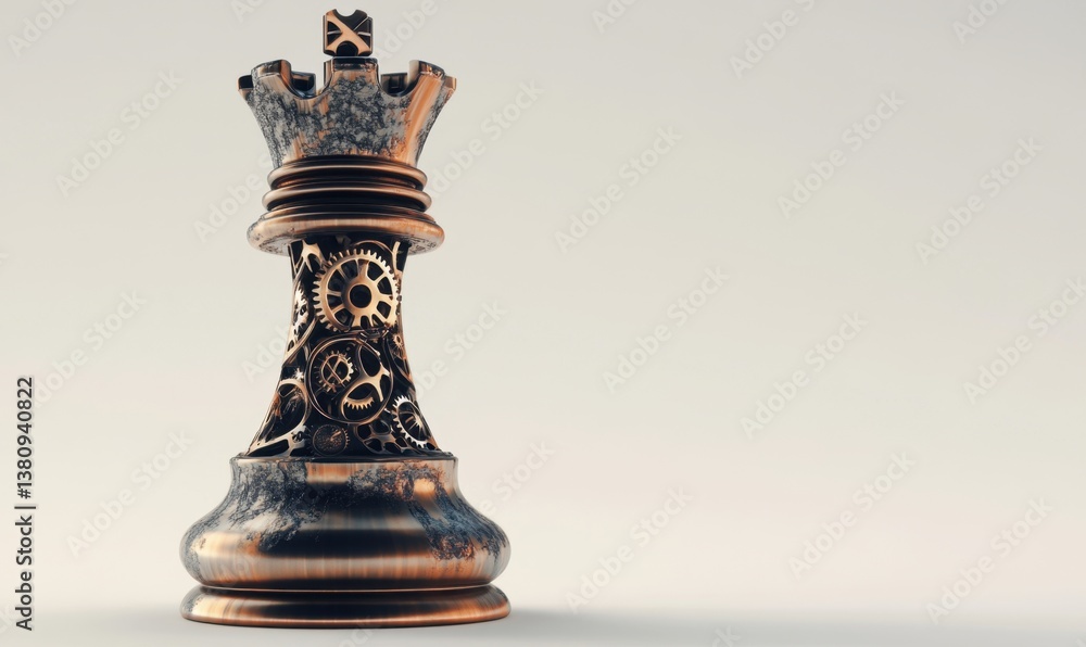 Steampunk chess queen on white background, strategy concept (1) Steampunk chess queen on white background, strategy concept (1)