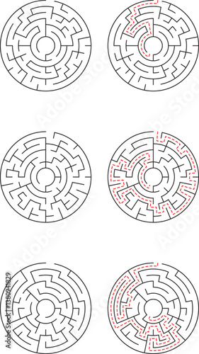Circular Maze Puzzle Solution Steps, Pathfinding, Brain Teaser