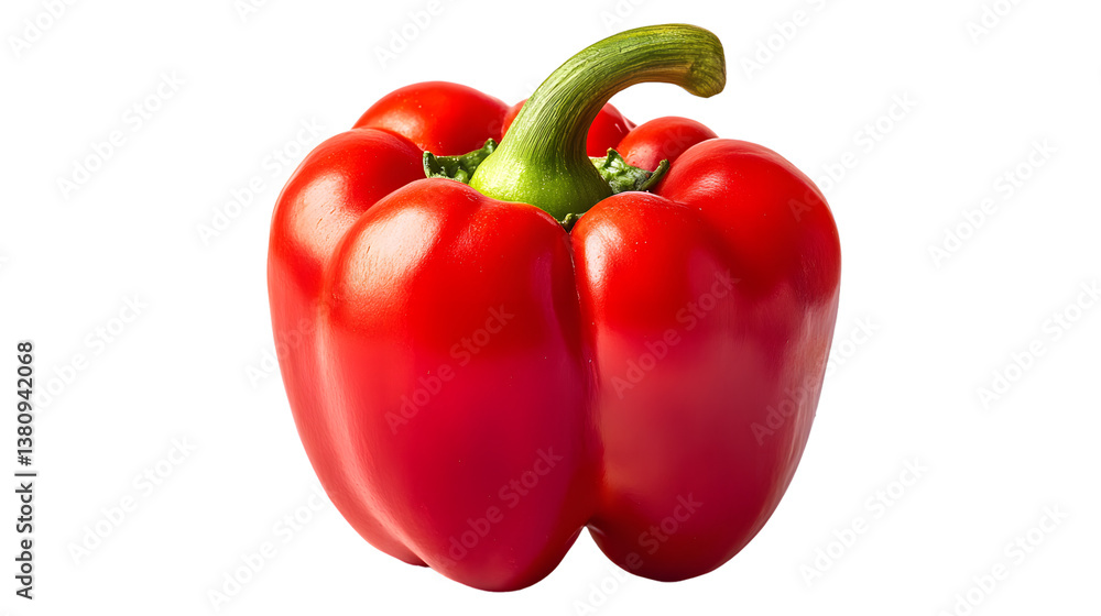 Vibrant Red Paprika Pepper with Stem Isolated on White Background for Culinary Use Vibrant Red Paprika Pepper with Stem Isolated on White Background for Culinary Use
