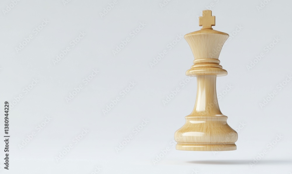 White chess king piece on plain background for strategy concept White chess king piece on plain background for strategy concept