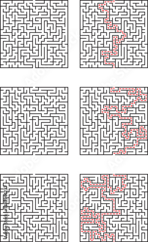 Complex Maze Puzzles Solutions Shown StepbyStep Illustrations