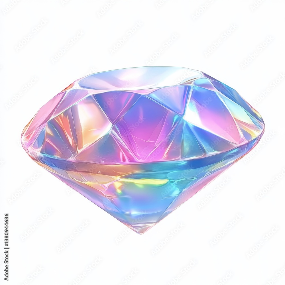 Iridescent gemstone, digital render, white background, jewelry design Iridescent gemstone, digital render, white background, jewelry design