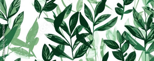 Abstract graphic, green plants graphics, geometric seamless pattern picture art illustration.