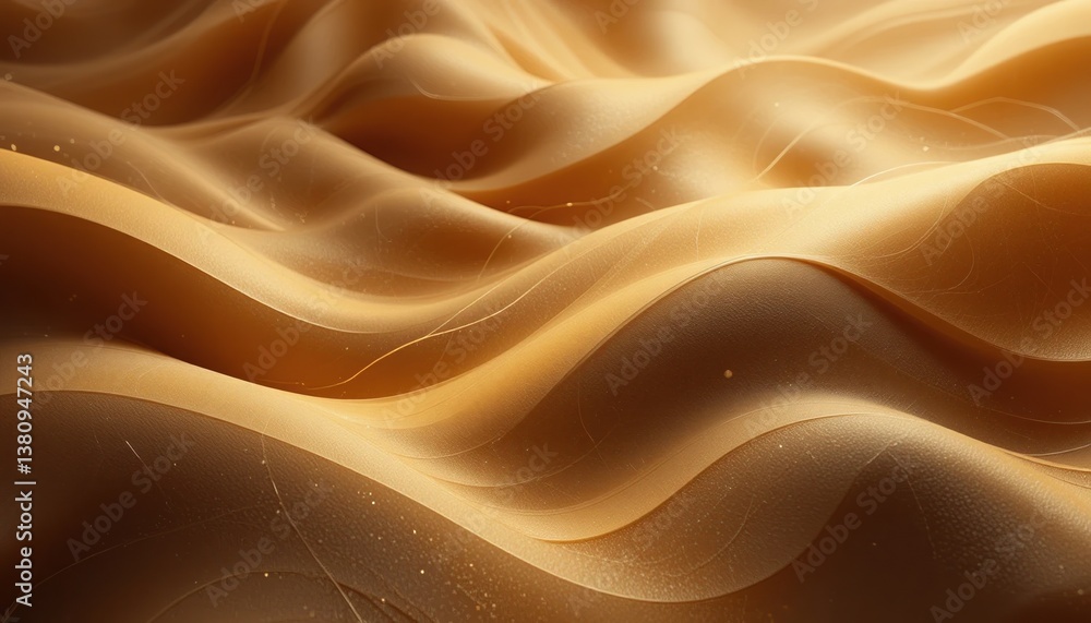 Fototapeta premium Flowing golden waves of sand desert landscape abstract art warm environment aerial view natural beauty