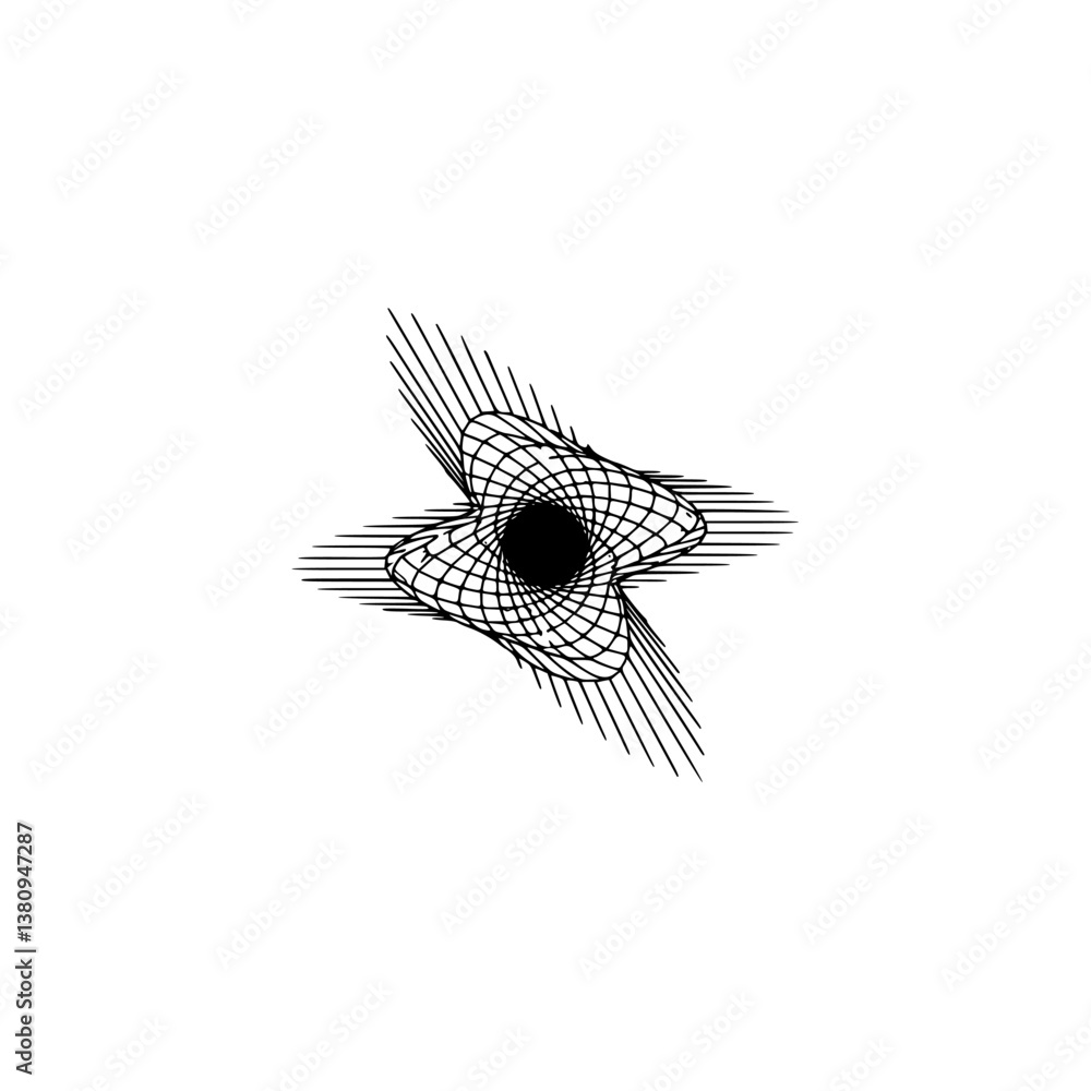 Obraz premium Abstract Geometric Vector Design: Minimalist Line Art with Black Hole Center.