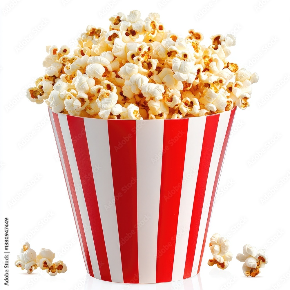 Popcorn in a striped container Popcorn in a striped container