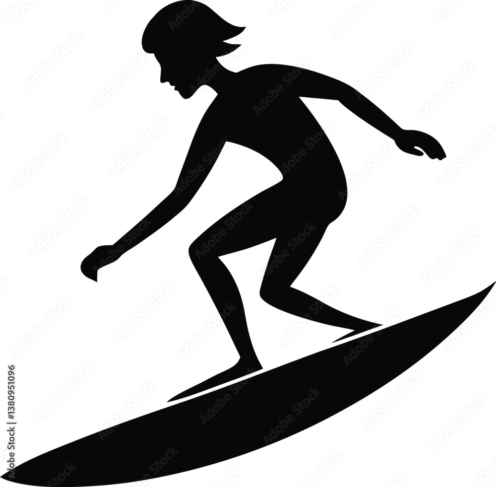 Dynamic Surfing Silhouette Vector & Icon Dynamic Surfing Silhouette Vector & Icon