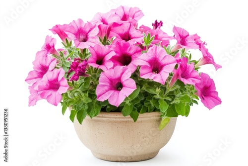 Wallpaper Mural Pink Petunia Flowers in Pot Blooming on White Background for Garden Torontodigital.ca
