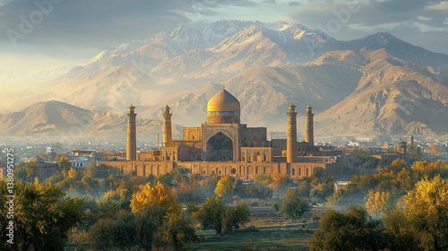 Majestic Mosque Amidst Afghan Mountains