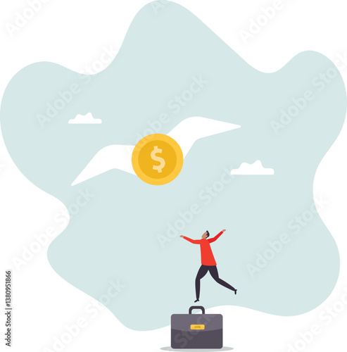 Losing money from business failure or investment mistake, tax or debt problem, bankruptcy or economic crisis or recession .character for design.