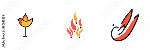 Bird Fire Icon Colorful Design Creative Expressions