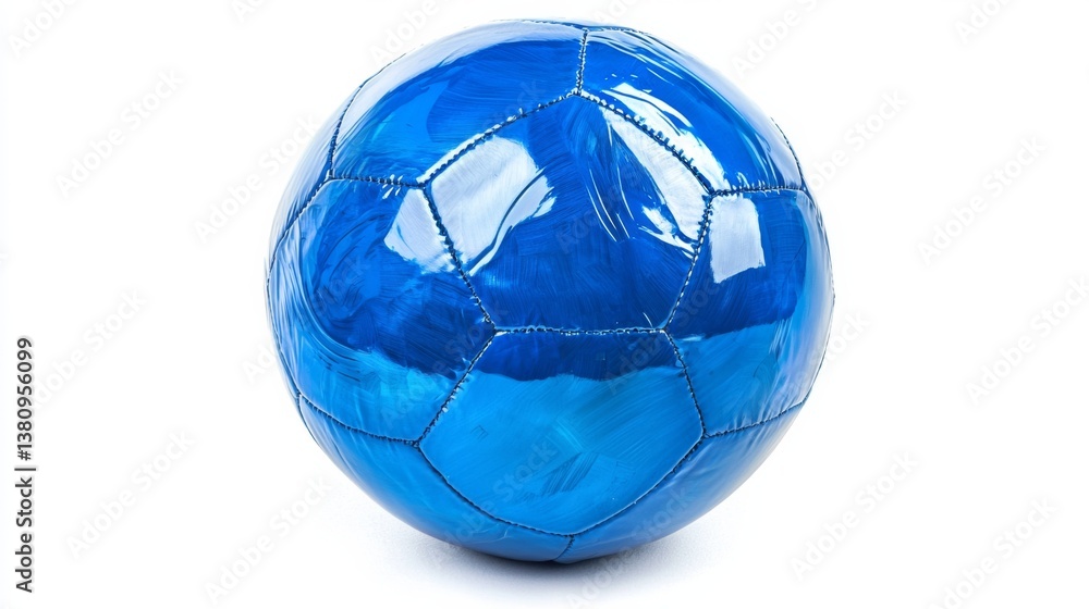 Naklejka premium A vibrant blue soccer ball with a shiny surface and classic design