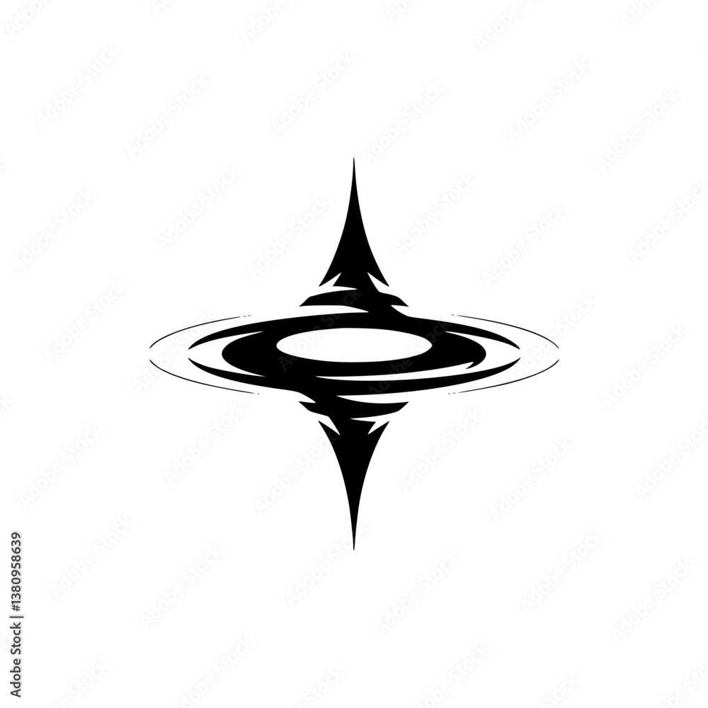 Fototapeta premium Abstract Black Hole Graphic - Minimalist Design on White Background