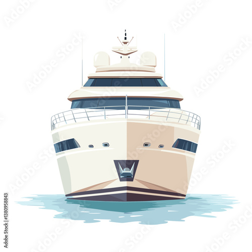 Luxury Cream Yacht on Calm Water