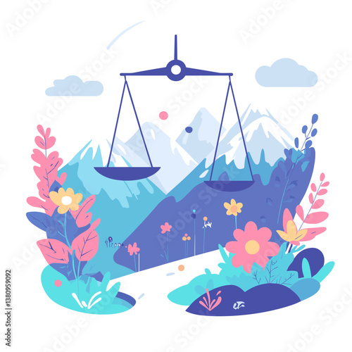Scales of Justice in a Mountainous Floral Landscape