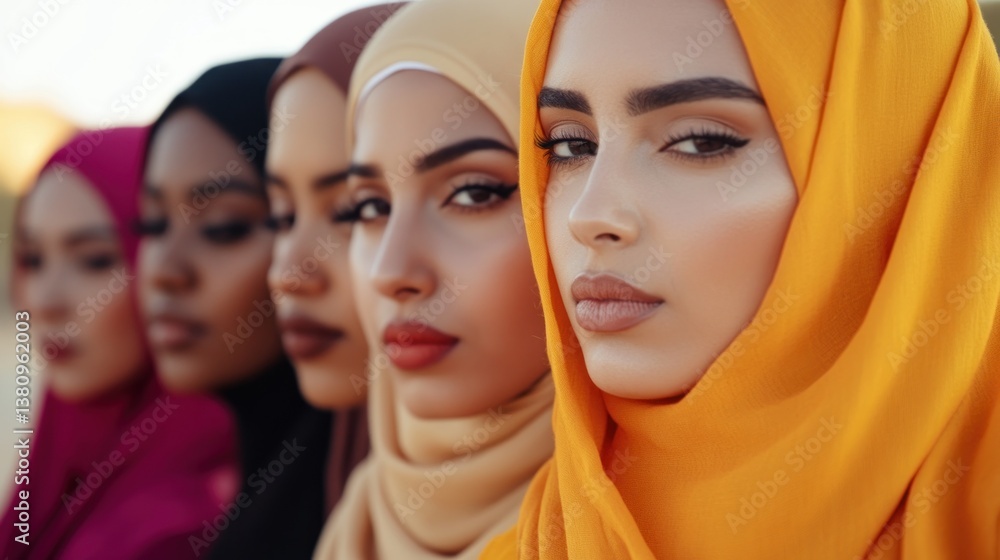 Diverse beauty of women wearing hijabs exhibiting cultural elegance and style