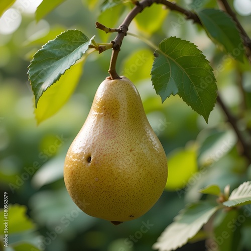 Obraz na płótnie Ripe Pear Hanging on a Branch
* Close-up of a Pear with Leaves
* Pear Fruit Growing on a Tree
* Single Pear on a Branch with Green Leaves
Focusing on the Visual Appeal:
* Golden Pear in Natural Li w salonie