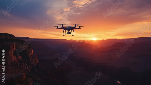 Obraz na płótnie Futuristic aerial technology captures breathtaking sunset over Grand Canyon w salonie