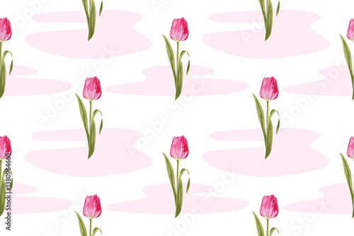 Hand drawn  seamless tulip pattern vector, a symbol of the Netherlands, used in textiles, home decor, scarves, paper printing, packaging patterns, and tiles.