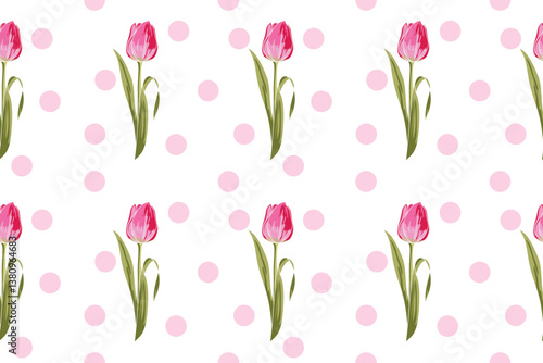 Hand drawn seamless tulip pattern vector, a symbol of the Netherlands, used in textiles, home decor, scarves, paper printing, packaging patterns, and tiles.