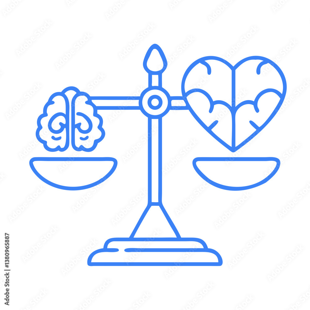 Scale with Brain and Heart — Decision Symbol Scale with Brain and Heart — Decision Symbol