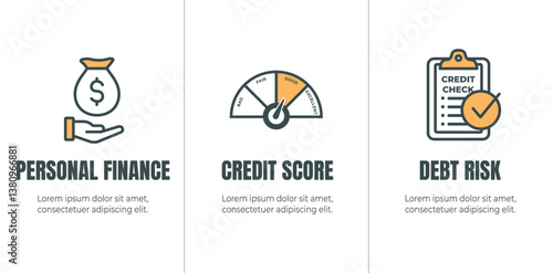 Personal Finance Credit and Loan Refinance - Application Icon Set Web Banner