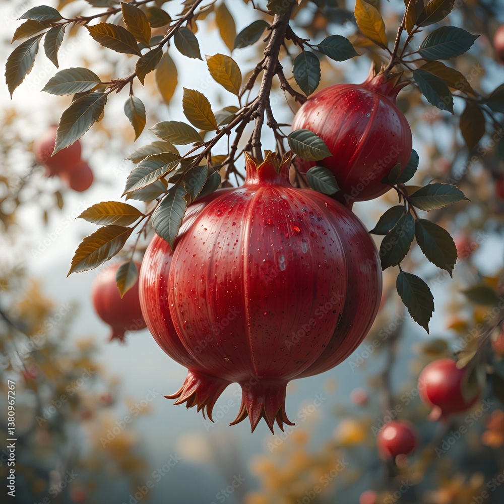 Ripe Pomegranates Hanging on a Branch
* Pomegranate Fruits on a Tree with Leaves
* Close-up of Red Pomegranates Growing
* Pomegranate Orchard with Mature Fruits
Focusing on the Visual Appeal:
* Vi