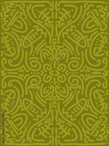 abstract pattern green with random character illustration