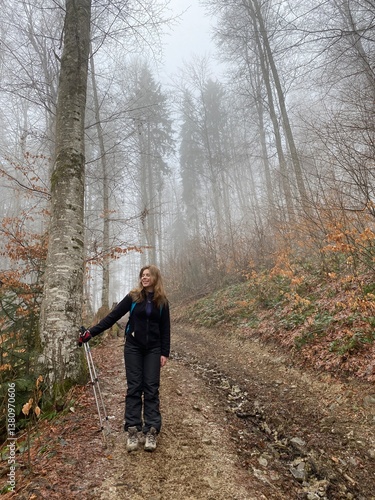 Wallpaper Mural young woman walking in the woods Torontodigital.ca