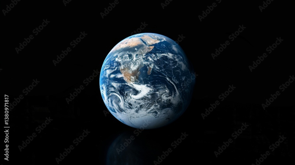 Beautiful view of Earth showcasing the rich blue oceans and diverse landmasses in the vastness of space Beautiful view of Earth showcasing the rich blue oceans and diverse landmasses in the vastness of space