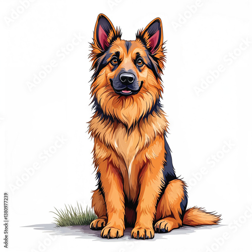 Vector illustration of a german shepherd dog with a bone