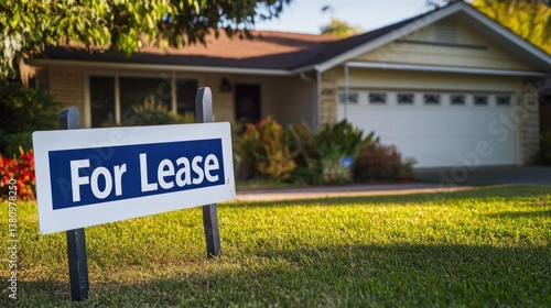 Obraz na płótnie House for Lease Sign in Front Yard of Suburban Home w salonie