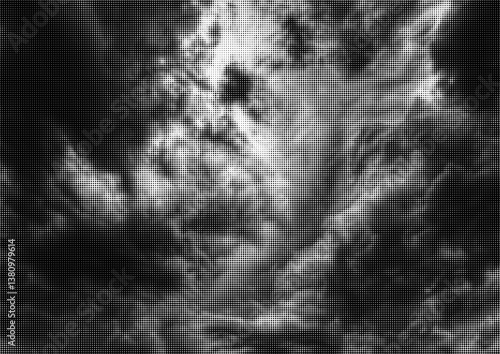 Large vector halftone clouds texture with a transparent background