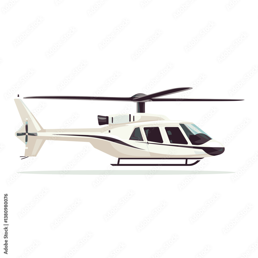 Fototapeta premium White Helicopter Side View Illustration