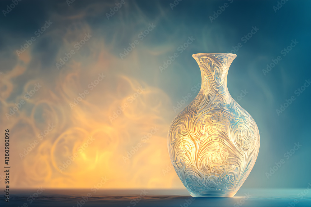 Ethereal Serenity: A Graceful Vase Bridging Azure Skies and Golden Dawn Ethereal Serenity: A Graceful Vase Bridging Azure Skies and Golden Dawn