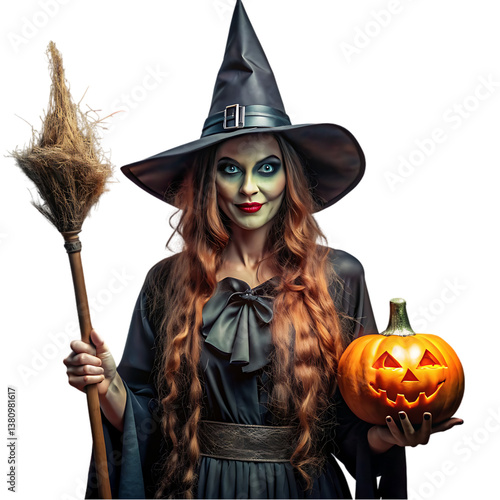 Halloween Witch with Pumpkin