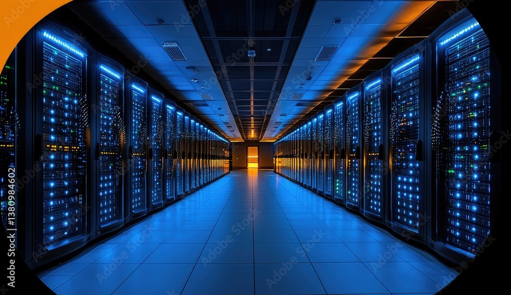 Fototapeta premium Illuminated Servers in Modern Data Center