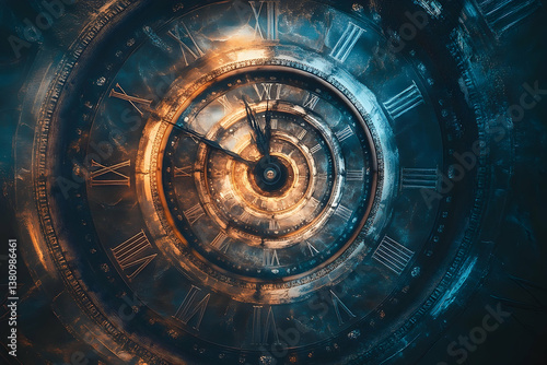 A unique and abstract rendering of a detailed clock face