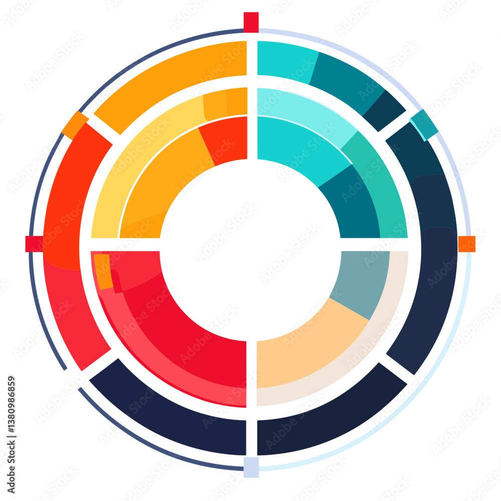 Circular Data Visualization Chart with Colorful Segments Circular Data Visualization Chart with Colorful Segments